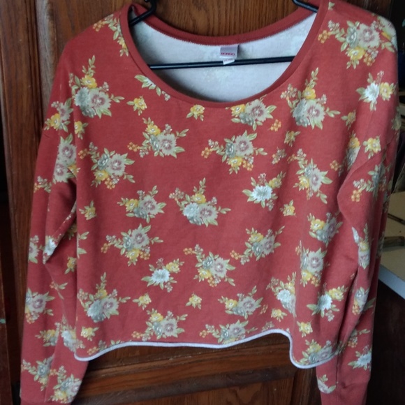 Orange Floral BONGO Crop top Sweater Size XL - Picture 2 of 4